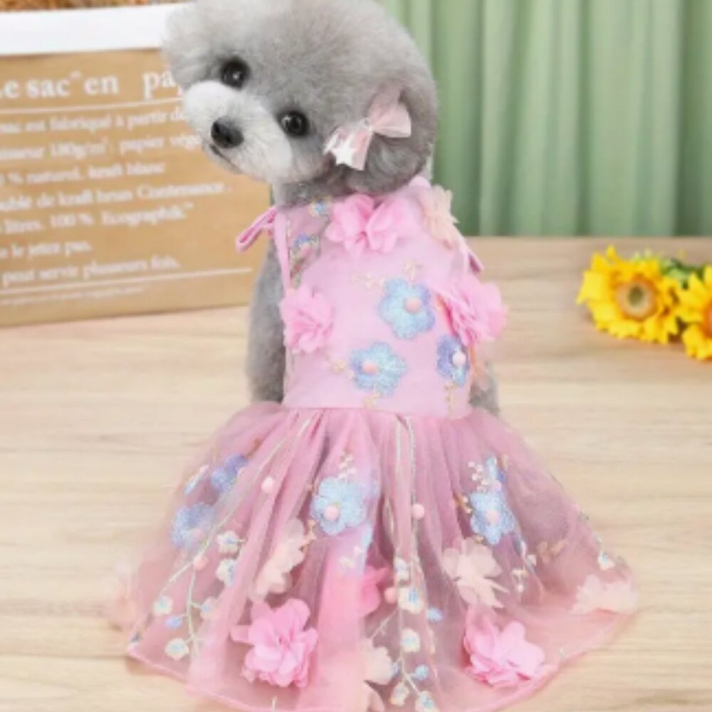 Adorable Pink Floral Pet Dress